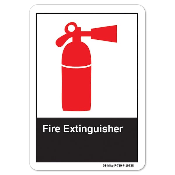ANSI Sign, Fire Extinguisher, 14in X 10in Aluminum, 10" W, 14" L, Landscape, Fire Extinguisher